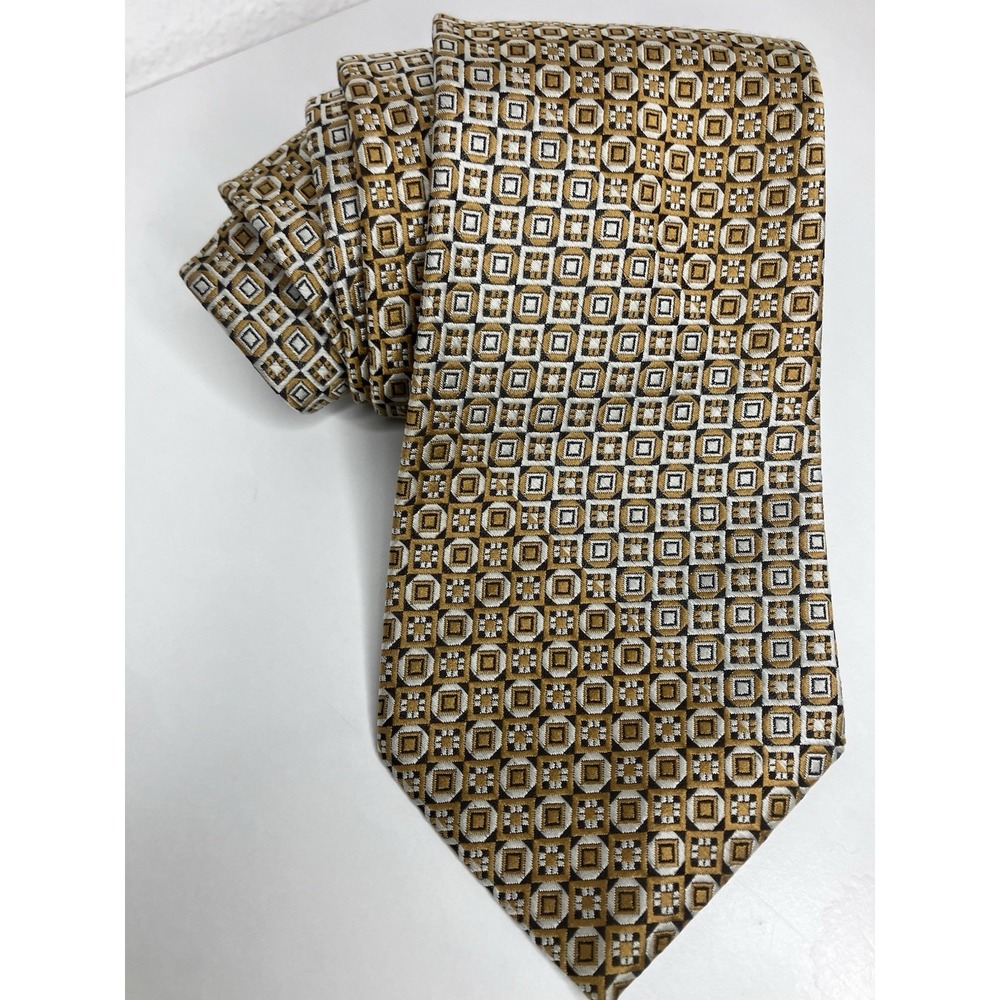 Wembley Wemlon Vintage Yellow Geometric 4 In Wide Retro Ugly 70s Disco MCM Tie